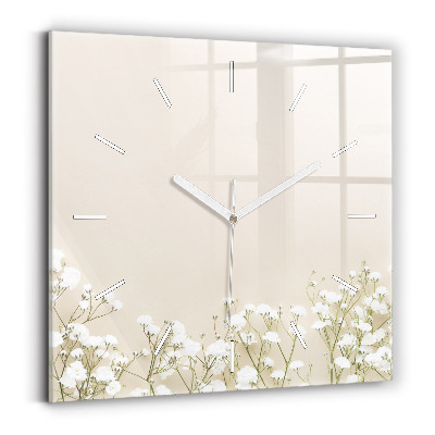 Horloge murale carrée Fleurs de gypsophile en fleurs