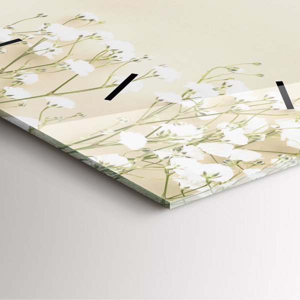 Horloge murale carrée Fleurs de gypsophile en fleurs