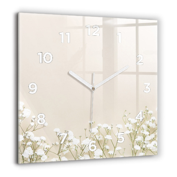 Horloge murale carrée Fleurs de gypsophile en fleurs