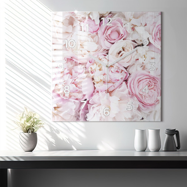 Horloge murale carrée Fleurs décoratives