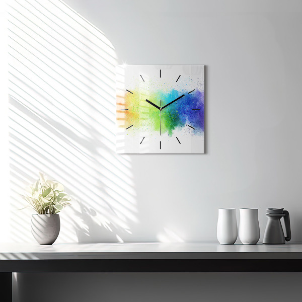 Horloge murale carrée Arc-en-ciel abstrait