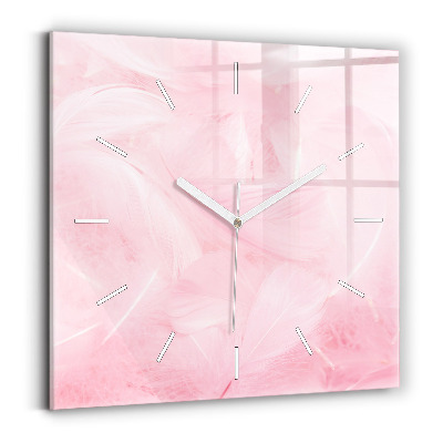 Horloge murale carrée Plumes – abstrait