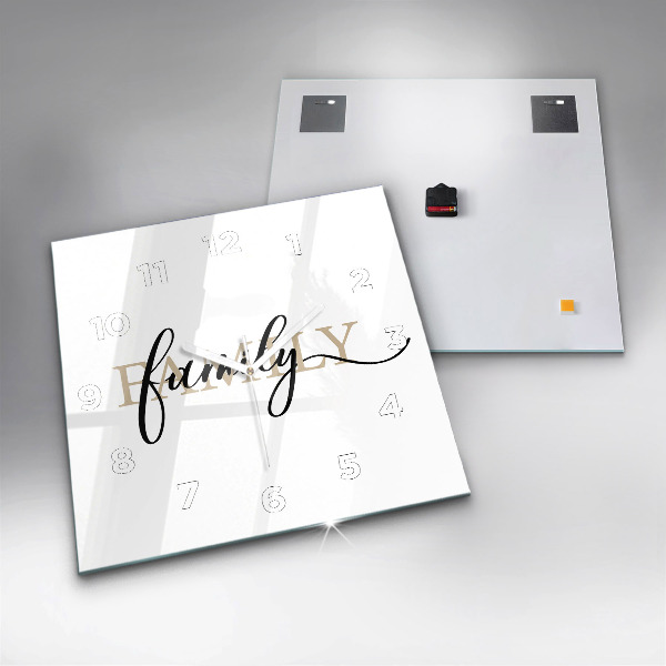 Horloge murale carrée Inscription familiale