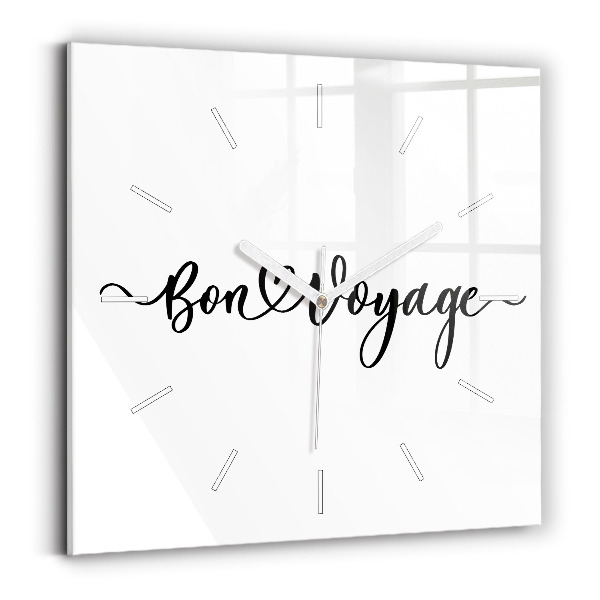 Horloge murale carrée 'L''inscription Bon voyage'