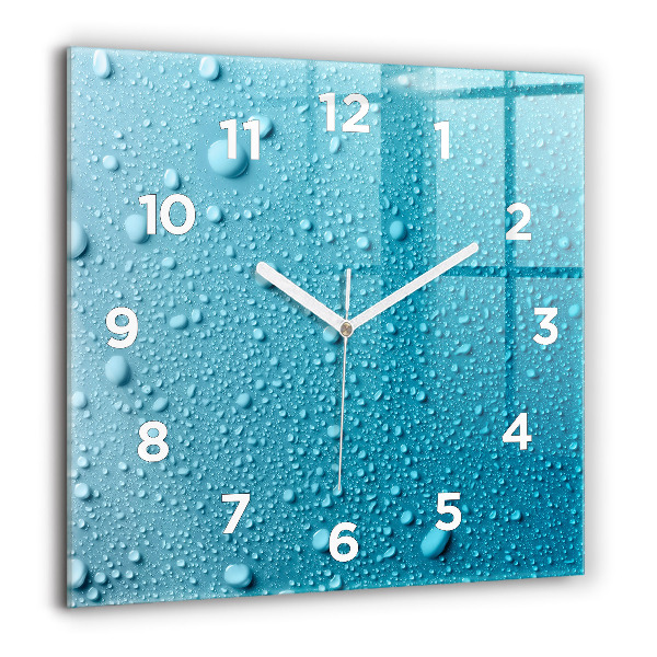 Horloge murale carrée 'Gouttes d''eau sur le verre'