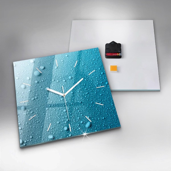 Horloge murale carrée 'Gouttes d''eau sur le verre'