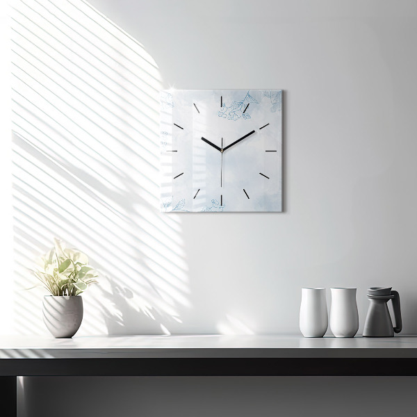 Horloge murale carrée Croquis de plantes
