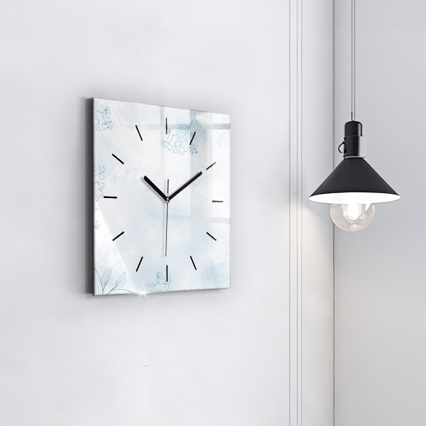 Horloge murale carrée Croquis de plantes
