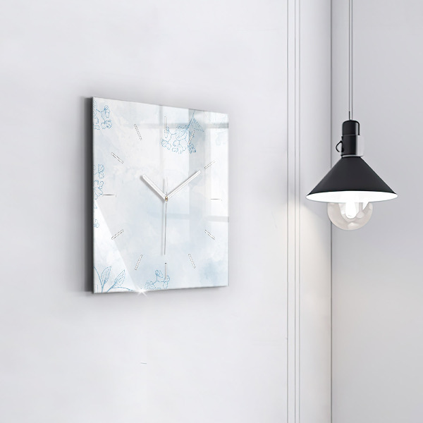 Horloge murale carrée Croquis de plantes