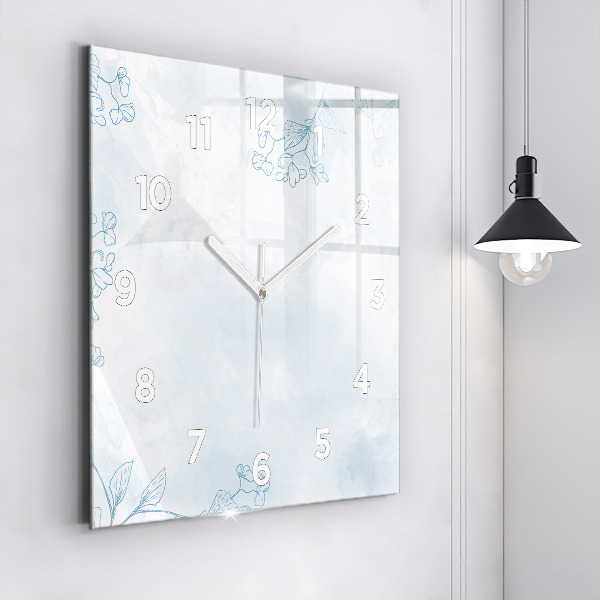 Horloge murale carrée Croquis de plantes
