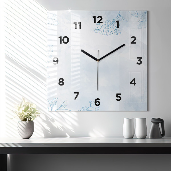 Horloge murale carrée Croquis de plantes