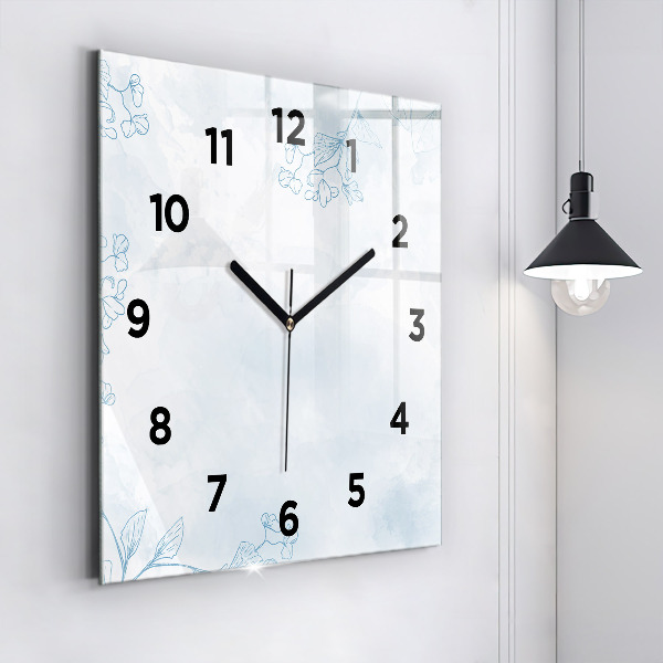 Horloge murale carrée Croquis de plantes