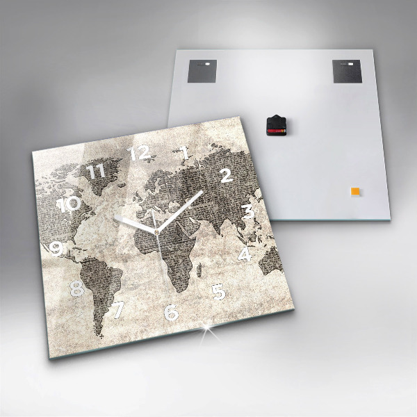Horloge murale carrée Journal de la carte du monde