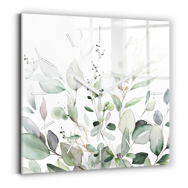 Horloge murale carrée Feuilles de plantes
