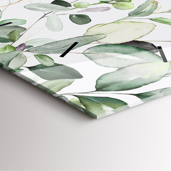 Horloge murale carrée Feuilles de plantes