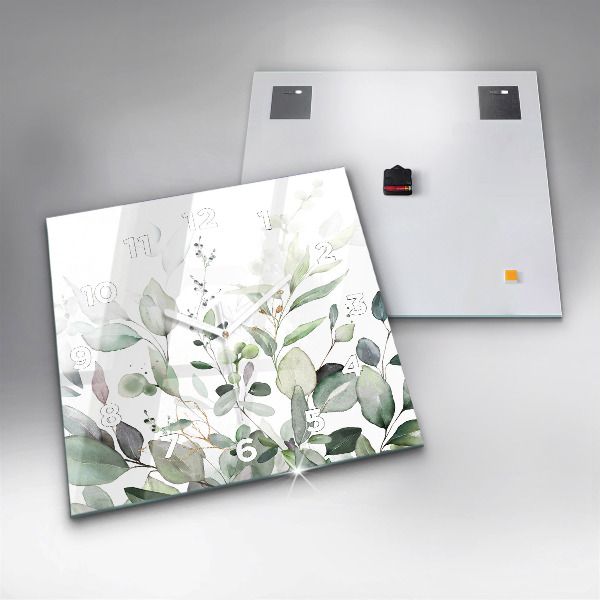 Horloge murale carrée Feuilles de plantes