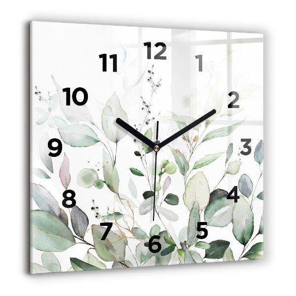 Horloge murale carrée Feuilles de plantes