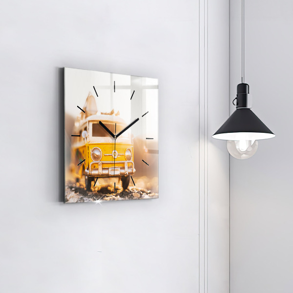 Horloge murale carrée Voiture en vacances