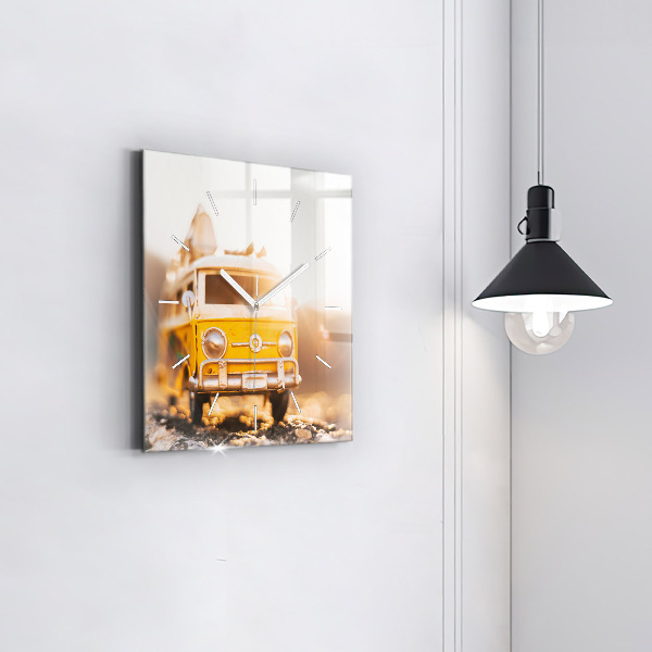 Horloge murale carrée Voiture en vacances