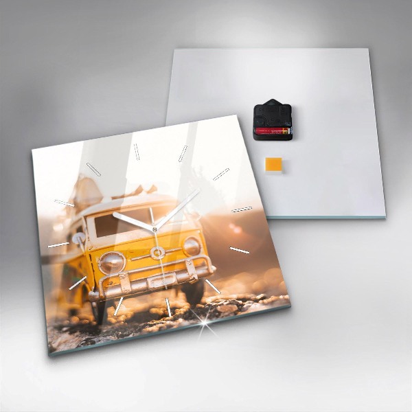 Horloge murale carrée Voiture en vacances