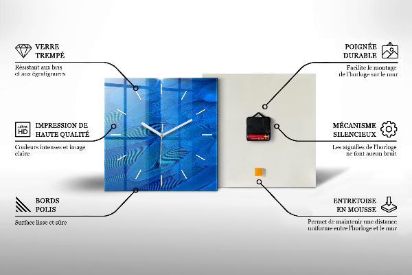 Horloge murale carrée Feuilles abstraites