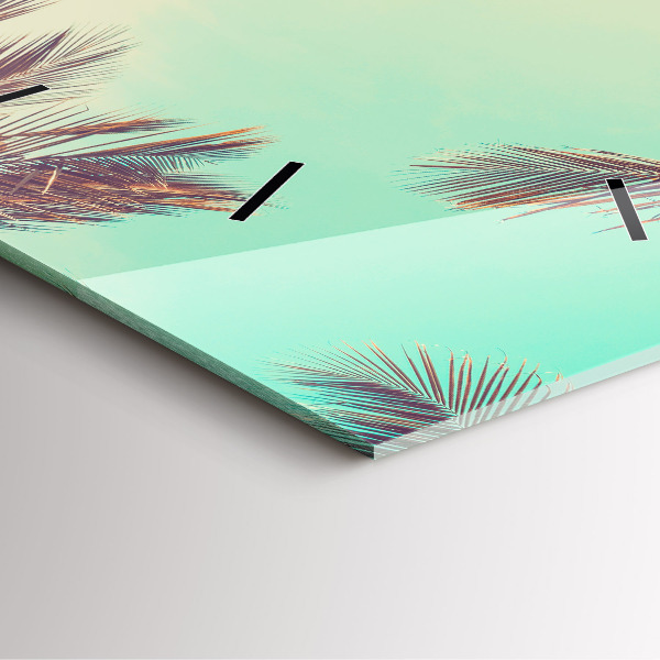 Pendule carrée en verre Palmiers tropicaux