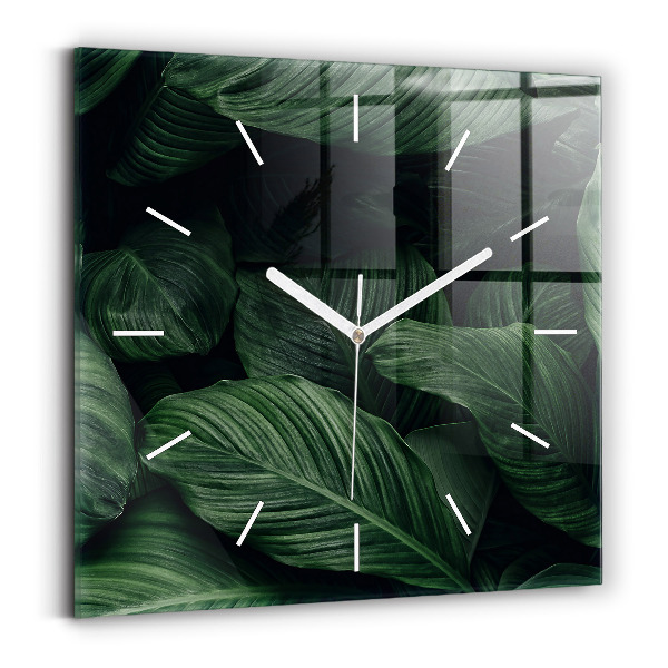 Pendule carrée en verre Monstera tropical