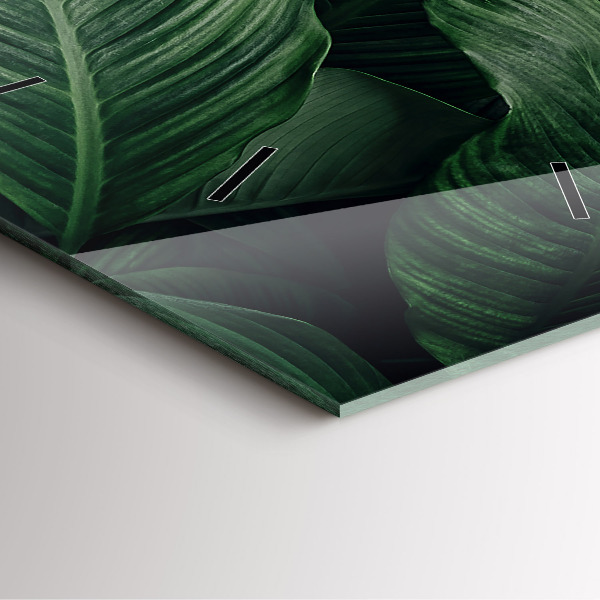 Pendule carrée en verre Monstera tropical