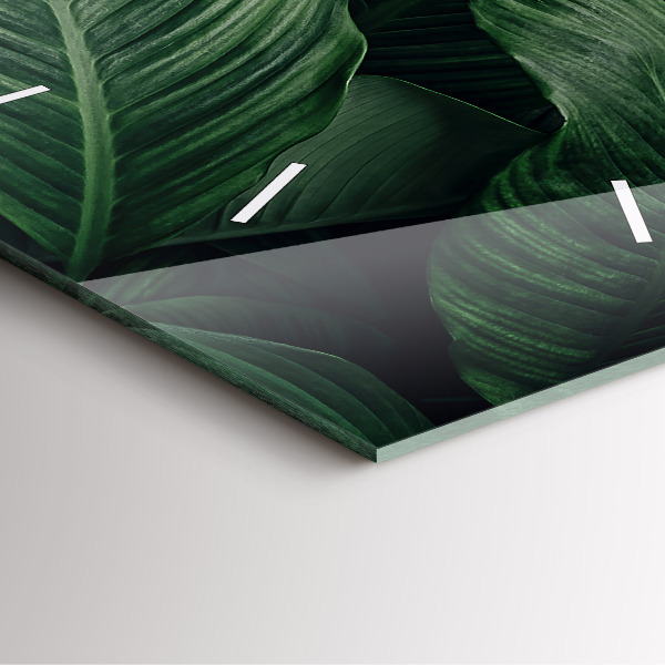 Pendule carrée en verre Monstera tropical