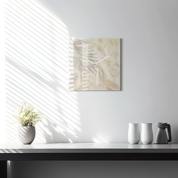 Pendule carrée en verre 'Sable à l''ombre des palmiers'