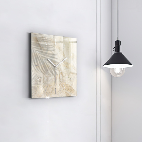 Pendule carrée en verre 'Sable à l''ombre des palmiers'