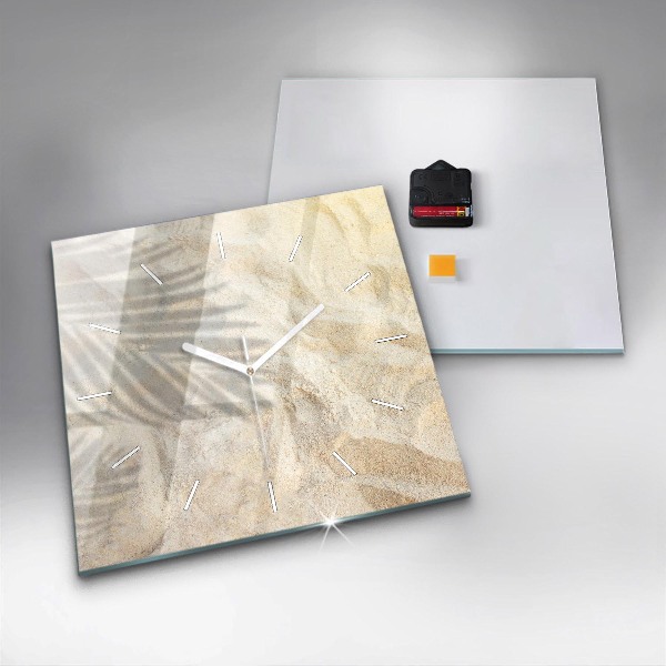 Pendule carrée en verre 'Sable à l''ombre des palmiers'