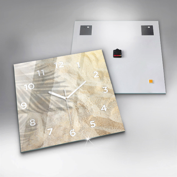 Pendule carrée en verre 'Sable à l''ombre des palmiers'