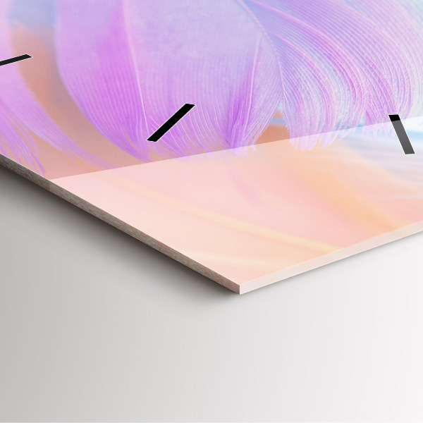 Pendule carrée en verre plumes colorées