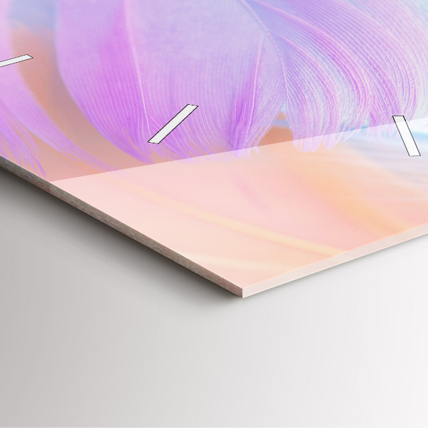 Pendule carrée en verre plumes colorées