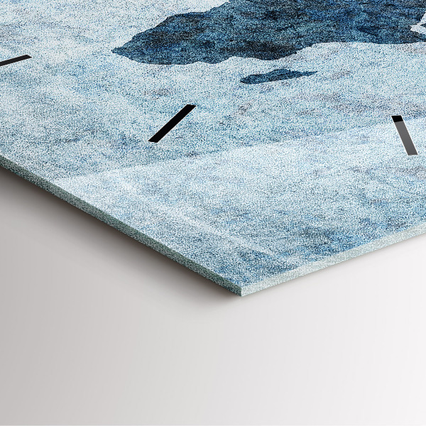 Pendule carrée en verre Carte du monde peinte