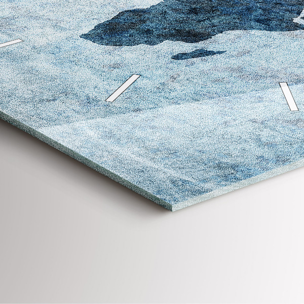 Pendule carrée en verre Carte du monde peinte