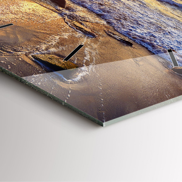 Pendule carrée en verre Coucher de soleil sur la plage