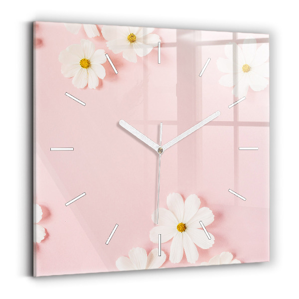 Pendule carrée en verre Fleurs de marguerite