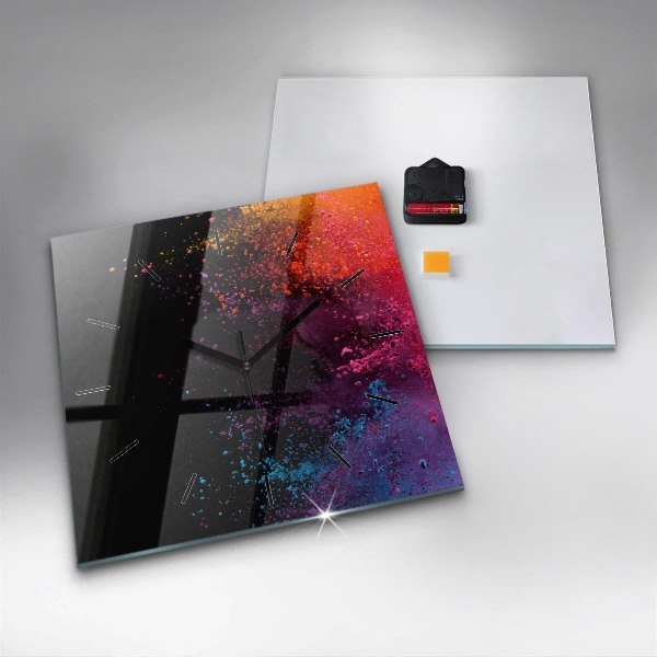 Pendule carrée en verre Explosion de couleurs