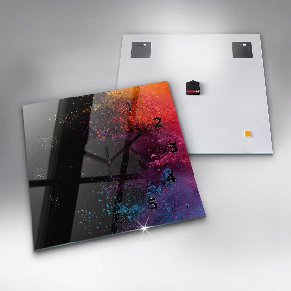 Pendule carrée en verre Explosion de couleurs