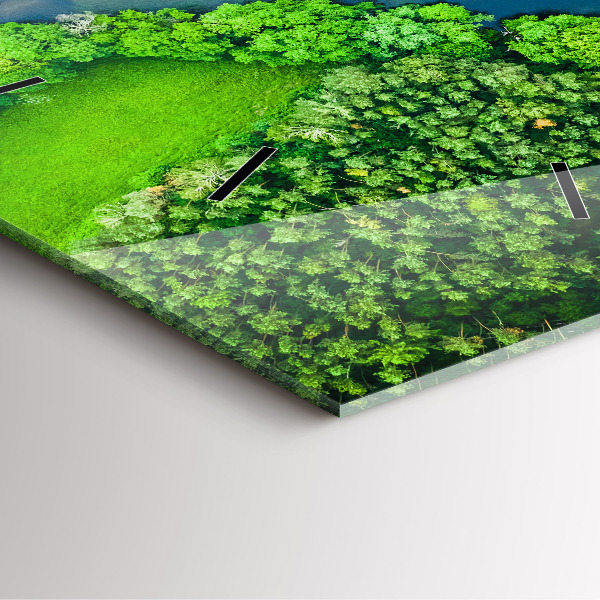 Pendule carrée en verre Rivière dans la forêt