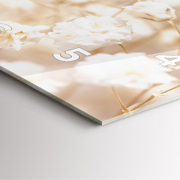 Pendule carrée en verre Petites fleurs blanches