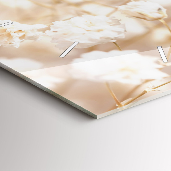 Pendule carrée en verre Petites fleurs blanches