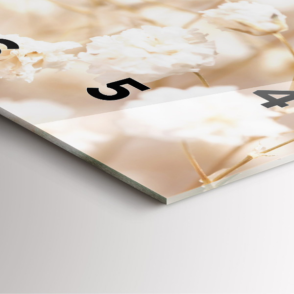 Pendule carrée en verre Petites fleurs blanches