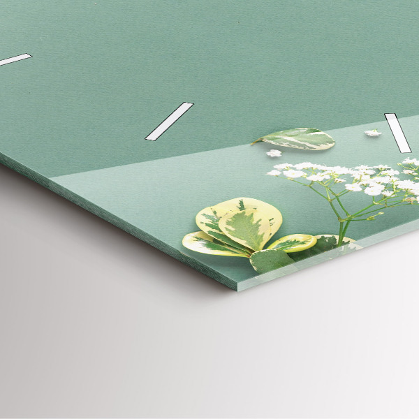 Pendule carrée en verre Fleurs délicates