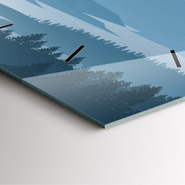 Pendule carrée en verre Paysage de montagne