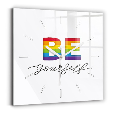 Pendule carrée en verre 'L''inscription Sois toi-même'