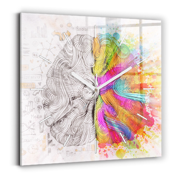 Pendule carrée en verre Cerveau abstrait