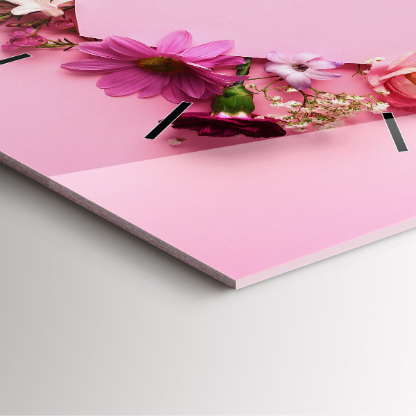 Pendule carrée en verre Coeur de fleurs